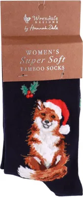 Produktbild von Wrendale Designs Damen Socken Weihnachts-Fuchs 'Santa'