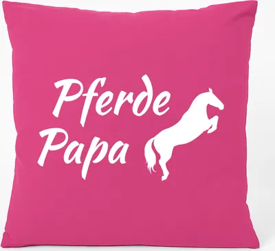 Produktbild von Huuraa Kissen Pferdepapa Silhouette 40x40cm mit Füllung Fuchsia Baumwolle Dekokissen Geschenkidee
