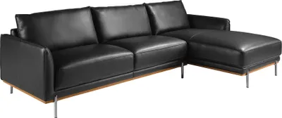 Produktbild von Angel Cerdá Rechtes Chaiselongue Sofa schwarzes Leder 6197