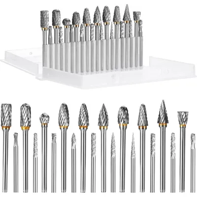 Produktbild von Hartmetall Frässtifte Set 20 Stück Doppelschnitt 3 mm Schaft für Bohrmaschine