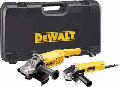 Produktbild von DeWalt DWE494TWIN-QS Winkelschleifer Doppelset mit 2.200 Watt / 230mm und 900 Watt / 125mm Winkelschleifer
