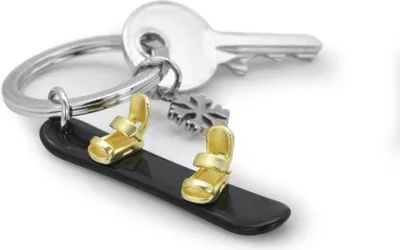 Produktbild von Schlüsselanhänger Snowboard, schwarz & gold