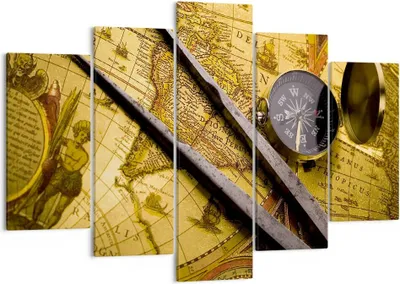Produktbild von Bild auf Leinwand - Leinwandbild - Kompass Abenteuer Reisen - 150x100cm - Wand Bild - Wanddeko - Leinwanddruck - Bilder - Kunstdruck - Wanddekoration - Leinwand bilder - Wandkunst - EA150x100-0146
