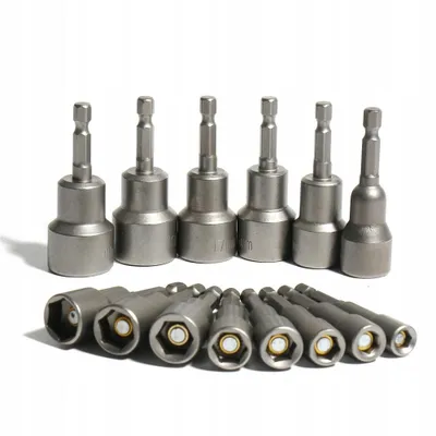 Obrázek produktu pro 14dílná sada nástrčných klíčů a adaptérů 1/4" 6–19 mm, magnetické šestihranné nástrčné klíče a adaptéry, sada vrtáků a nástrčných klíčů