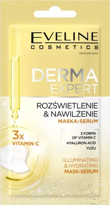 Obrázek produktu pro Eveline Cosmetics Derma Expert Rozjasňující a hydratační krémová pleťová maska-sérum, 8 ml