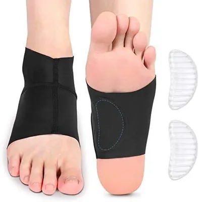 Produktbild von Knöchelbandage mit Fußgewölbeunterstützung, Fußgewölbebandage, Kompression, Knöchelgewölbe, mit Gelpads für Plantarfasziitis, Fersensporn, Fußschmerzen, flache Fußgewölbe, Schmerzlinderung(1 Paar)