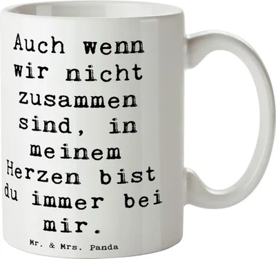 Produktbild von Mr. & Mrs. Panda Becher Spruch Trennung von den Eltern - Weiß - Geschenk, Verbundenheit, Liebe, Teetasse, Trost, Neuanfang, Zuversicht, Tasse, Lebenshilfe, Kaffeebecher