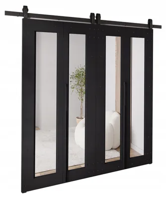 Produktbild von KierMoebel Schiebetür Komplettset QUDIO DUO M8 Schwarz 172x205x3,2 cm Wohnzimmer Schiebetür
