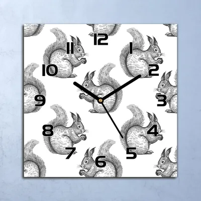 Produktbild von Wanduhr Echt-Glas-Küchenuhr Eichhörnchen Kunst Quarz 30x30 Deko Bilder