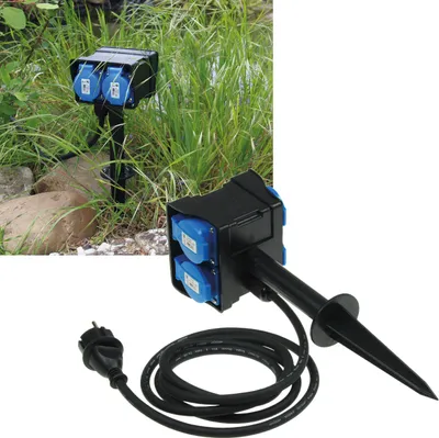 Produktbild von ChiliTec 21456 Gartensteckdose mit Erdspieß, 4-fach IP44, 2m Kabel