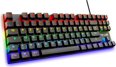 Image de Clavier Gamer Mécanique The G-Lab KEYZ MERCURY TKL, Switch Rouge, Rainbow, Filaire, Azerty, Noir