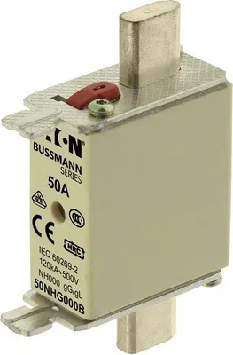 Produktbild von Sicherungseinsatz, Niederspannung, 50 A, AC 500 V, NH000, gL/gG, IEC, Doppelanzeige
