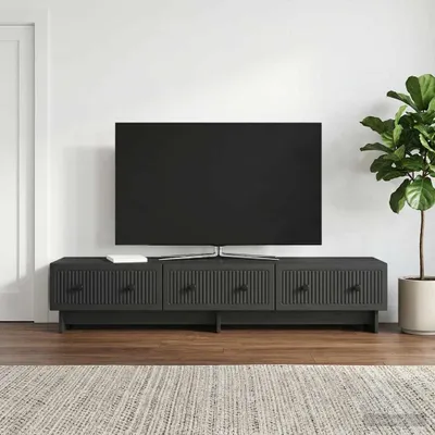 Obrázok produktu pre Maison Exclusive – TV skrinka, rozmer 147 x 34,5 x 30 cm, farba: čierna, materiál: drevotrieska