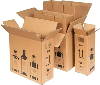 Produktbild von 10x Versandkarton für 3 Ginflaschen 326x115x278mm braun