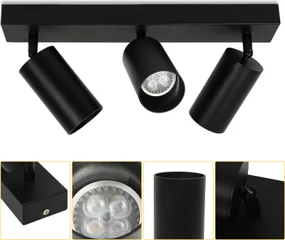 Obrázek produktu pro Stropní reflektor LED otočné stropní světlo nástěnné světlo pro obývací pokoj, kuchyň, jídelnu jednohlavý reflektor 3x zásuvka GU10