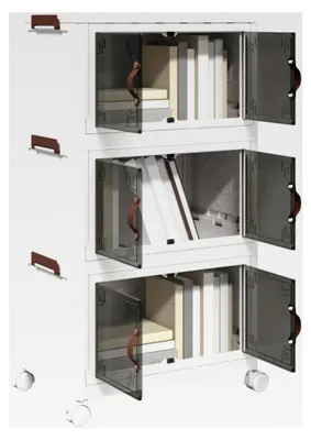 Produktbild von Stapelbare Aufbewahrungsbox mit Rädern 28 L Rollcontainer für Wohnzimmer, Schlafzimmer, Büro