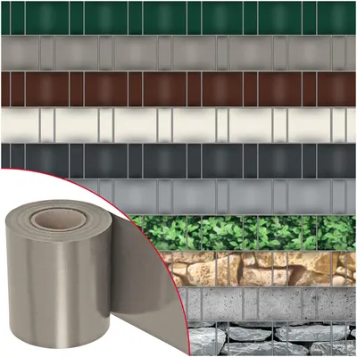 Produktbild von NOOR Sichtschutzstreifen PVC BLICKDICHT 19 cm x 35 m Steingrau - 630 g/m² - für Doppelstabmattenzaun - inkl. 28 Klemmschienen, KI-generiertes Bild