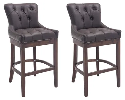 Produktbild von CLP 2er Set Barhocker Lakewood Echtleder gepolstert braun Gestell Farbe antik