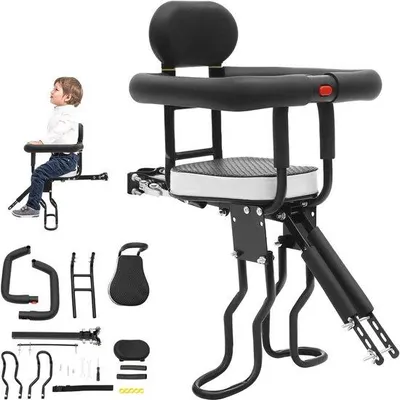 Productafbeelding van Kinder Fietsstoel - Voorzitje Kind - Veilig Fietsen - Verstelbaar Ontwerp - Tot 80kg - Zwart