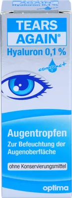 Productafbeelding van TEARS AGAIN Hyaluron 0,1% oogdruppels voor het bevochtigen van het oogoppervlak, zonder conserveermiddelen, 10 ml oplossing