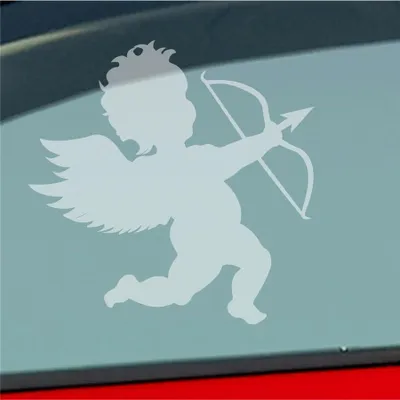 Produktbild von Auto Aufkleber Amor Liebesbote Liebe Love Glück Vale 10x10 cm Milchglas Sticker Heckscheibenaufkleber