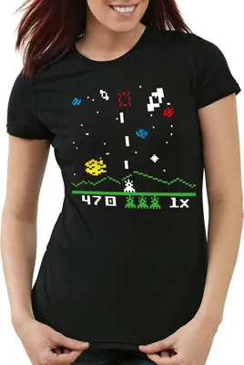 Produktbild von style3 Sheldon Invaders Damen T-Shirt, Farbe:Schwarz, Größe:XS