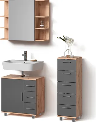 Immagine prodotto di Set mobili bagno Livinity Eisak Rovere 3 parti, Model 52539