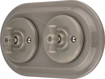 Produktbild von Unterputz Porzellan Retro Rotary Schalter, 2-fach, All-in-One, SET Serie PR1 graubeige