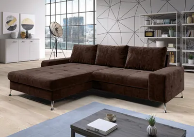 Produktbild von AX LIVING Eckschlafcouch mit Bettkasten Artemia 275 cm Braun Samt L