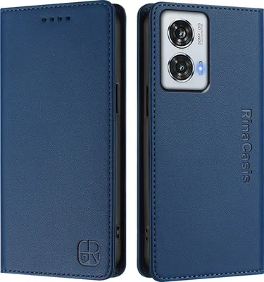 Produktbild von Lederhülle für Motorola Edge 50 Fusion Hülle Flip Brieftasche Kartenfächern Ständer Schutzhülle Blau