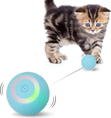 Produktbild von Interaktiver Katzenball mit LED-Licht – automatisch rollendes Katzenspielzeug – wiederaufladbar über USB