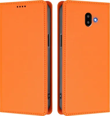 Image de Etui en cuir pour Samsung Galaxy J6 Plus, étui magnétique en cuirPolyuréthaneavec support Orange