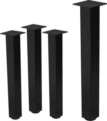 Zdjęcie produktu dla ML-Design zestaw 4 nóg stołowych I-Design, 72 cm, czarne błyszczące, wykonane ze stali malowanej proszkowo, kątowe, profil 8x8 cm, regulacja wysokości nóg meblowych 1-4 cm