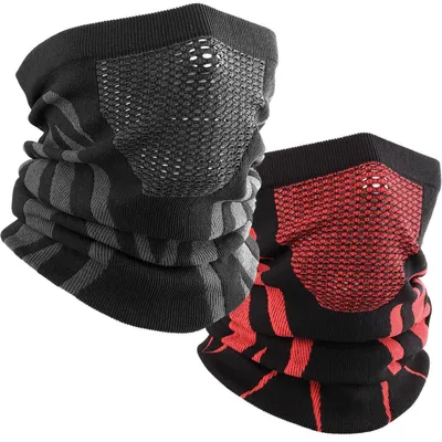 Productafbeelding van Halswarmers, stormmuts, 2 stuks, zwart/rood, 22x40 cm, winddicht en ademend