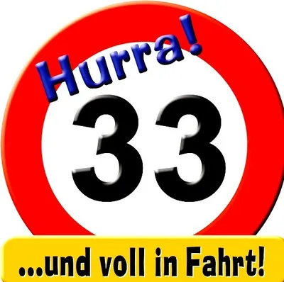 Produktbild von 1 Riesenschild " Hurra ! 33 D: 50Cm Pappe 33. Geburtstag