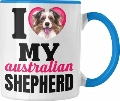 Produktbild von Trendation - Australian Shepherd Besitzerin Tasse Geschenk Lustiger Spruch Geschenkidee I Love My Australian Shepherd (Blau)