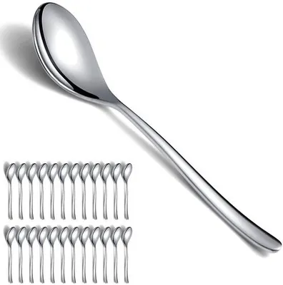 Produktbild von Famanu Dinnerlöffel Set - 24 Stück - Edelstahl - 20 cm - Für Suppe und Dessert - Spülmaschinenfest