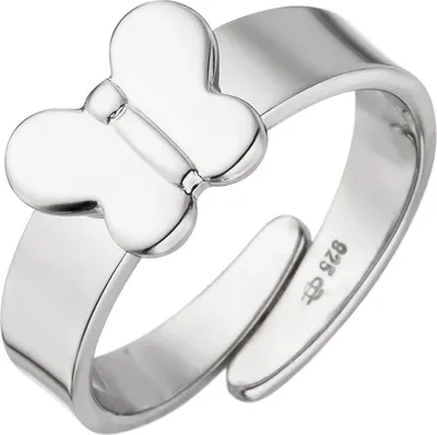 Produktbild von Ring Kinderring Schmetterling offene Ringschiene aus 925 Silber, rhodiniert Innenumfang 46mm  Ø14.6mm