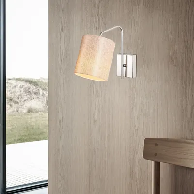 Produktbild von Opviq, Wandleuchte aus Metall (Nickel und Creme), 14 x 27 cm, Höhe: 24 cm | E27 Fassung, max. 40 W, IP20 | Elegantes Design für Hotel- und Wohnräume, Beige Farbkonzept.