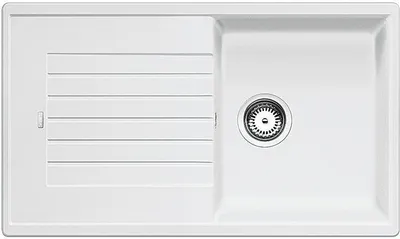 Produktbild von BLANCO ZIA 5 S, SILGRANIT, weiß, ohne Ablauffernbedienung, reversibel, 500 mm Untermaß, Aufsatzwanne, Rechteckig, Silgranit, Weiß, 1 Becken, Rechteckig