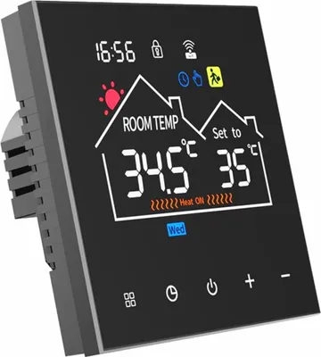 Zdjęcie produktu dla Inteligentny termostat do ogrzewania podłogowego w domu, termostat WLAN AC ze sterowaniem APP, cyfrowy ekran dotykowy LED, energooszczędny i programowalny samodzielnie, z wyświetlaniem warunków pogodowych i wilgotności