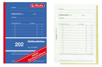 Produktbild von herlitz 883553 Lieferscheinbuch A6, 2 x 40 Blatt, selbstdurchschreibend, 5 Stück