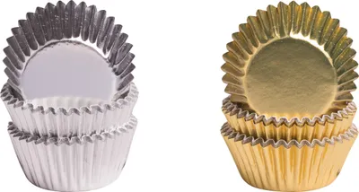 Produktbild von Demmler Pralinenförmchen Set - je 75 silberne & goldene Pralinenkapsel - 150 Stück