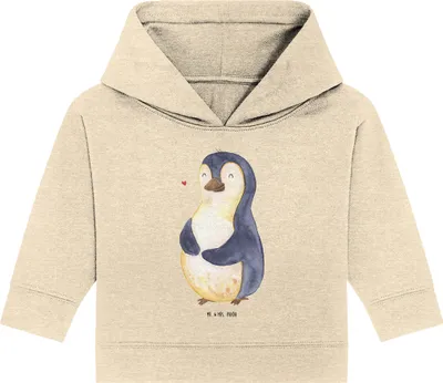 Produktbild von Mr. & Mrs. Panda Organic Baby Hoodie Pinguin Diät 24. - 36. Monat - Natural Raw - Geschenk, Abnehmen, Kapuzensweatshirt, Kapuzenshirt, Gewicht