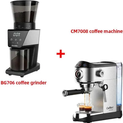 Obrázek produktu pro Espresso stroj – CM7008NEW N BCG706 – 20 barů, poloautomatický – 1350 W – 10–12 šálků – napěňovač mléka – nerezová ocel