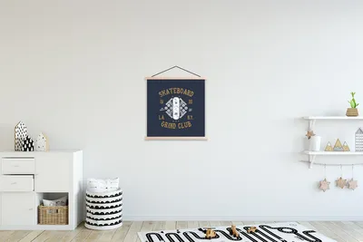 Produktbild von MuchoWow® Textilposter Skateboard - Weiß - Retro - Zitat 40x40 cm mit holzfarbenen Rahmen - Posterleiste