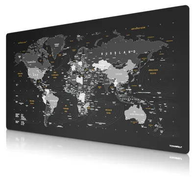 Zdjęcie produktu dla Titanwolf, podkładka pod mysz XXXL 1600x800 mm, duży format XXXL, podkładka na biurko, gumowany spód, antypoślizgowa i zmywalna, gaming, precyzja i szybkość, mapa świata