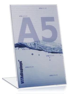Obrázok produktu pre VITAdisplays® stojany formátu DIN A5, vhodné na stôl/na reklamu, naklonené, balenie po 10 kusoch, priehľadné (10 x NE-370L)