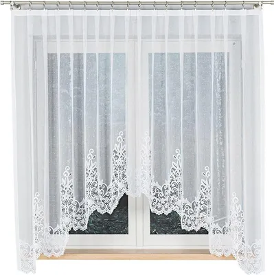 Obrázek produktu pro BERENIKA - Hotová žakárová záclona s výřezem ve spodní části - 300x170 cm - bílá