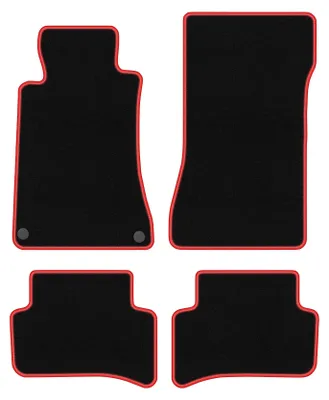 Produktbild von Fußmatten Automatten Velours Schwarz/Rot für Mercedes C W203 2000-2008 Set 4-tlg